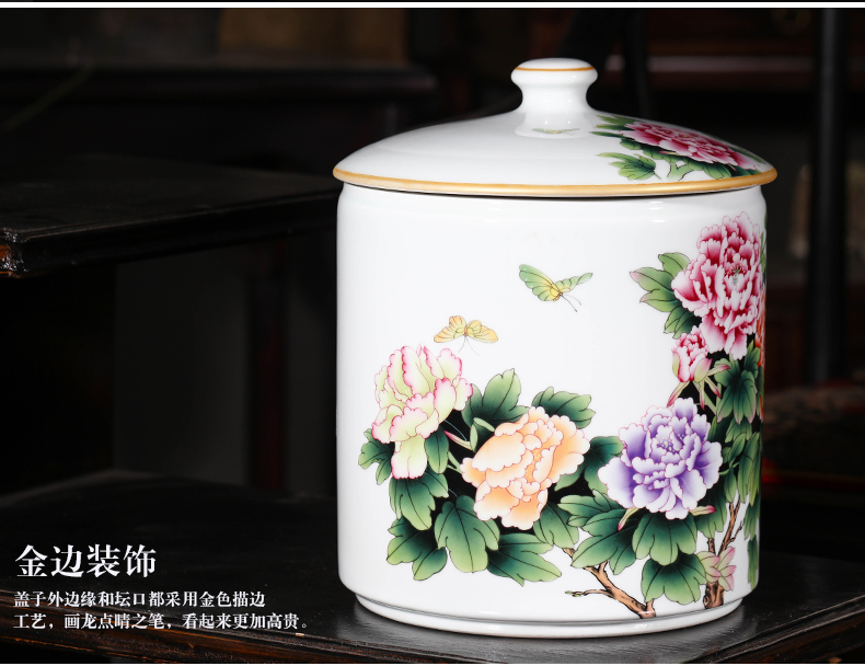 Jingdezhen caddy fixings super - large code manual sealing up bread seven pu 'er tea ware ricer box cylinder storage ceramics