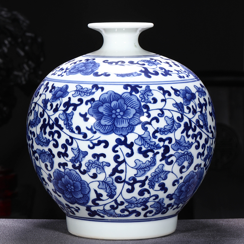 Jingdezhen ceramics glaze pomegranates of blue and white porcelain vase furnishing articles of modern Chinese style household adornment handicraft sitting room