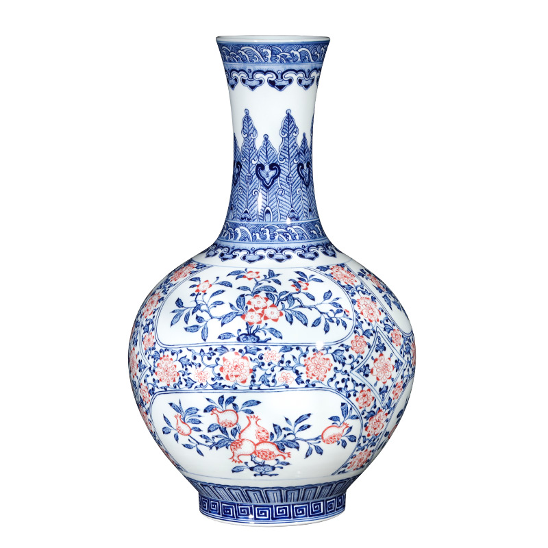 Jingdezhen ceramics imitation qianlong archaize of blue and white porcelain vases, flower arranging new Chinese style living room TV ark, furnishing articles