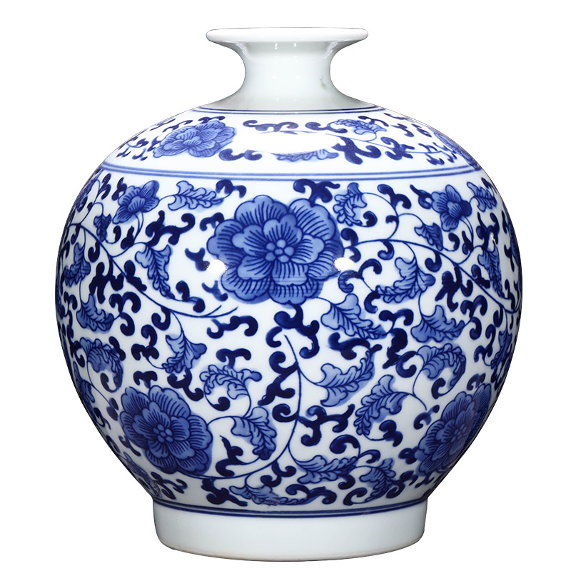 Jingdezhen ceramics glaze pomegranates of blue and white porcelain vase furnishing articles of modern Chinese style household adornment handicraft sitting room