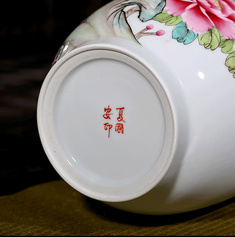 Jingdezhen ceramics famous master hand draw pastel wealth longevity vases, flower receptacle modern new Chinese style furnishing articles