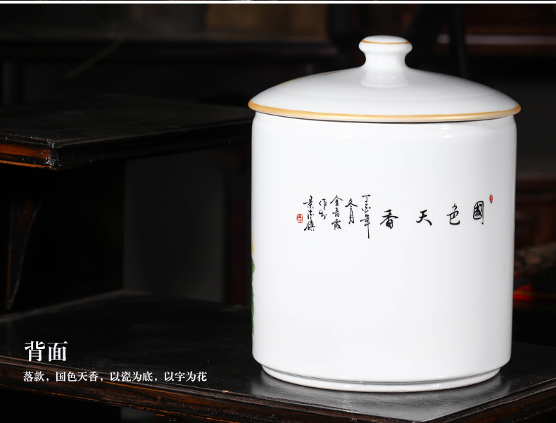 Jingdezhen caddy fixings super - large code manual sealing up bread seven pu 'er tea ware ricer box cylinder storage ceramics