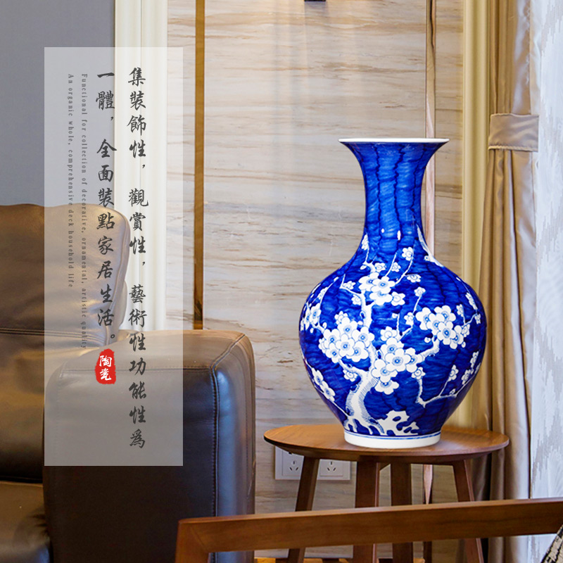 Jingdezhen ceramics by hand antique blue and white porcelain vases, flower arranging new Chinese style living room home furnishing articles