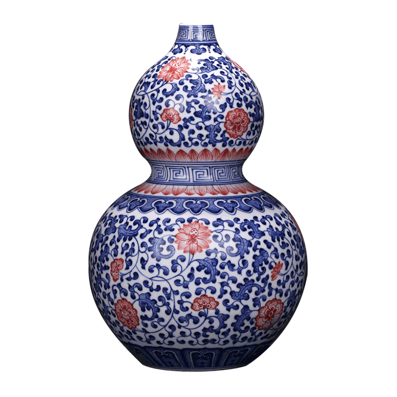 Jingdezhen ceramics imitation qianlong year hand - made of blue and white gourd bottle of new Chinese style classical sitting room adornment is placed