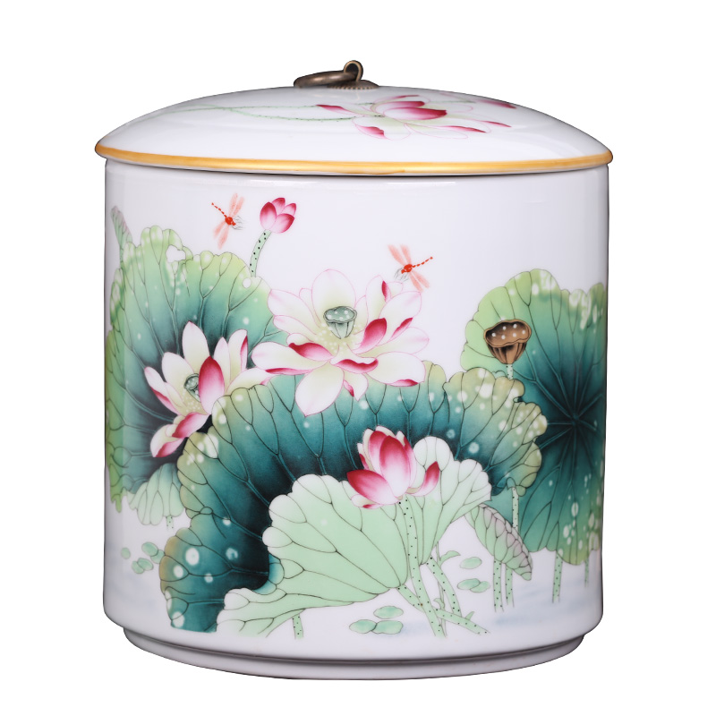 Jingdezhen pu 'er tea storage tanks tank ceramic large bread receives, the seventh, peulthai the household storage tank 10 jins