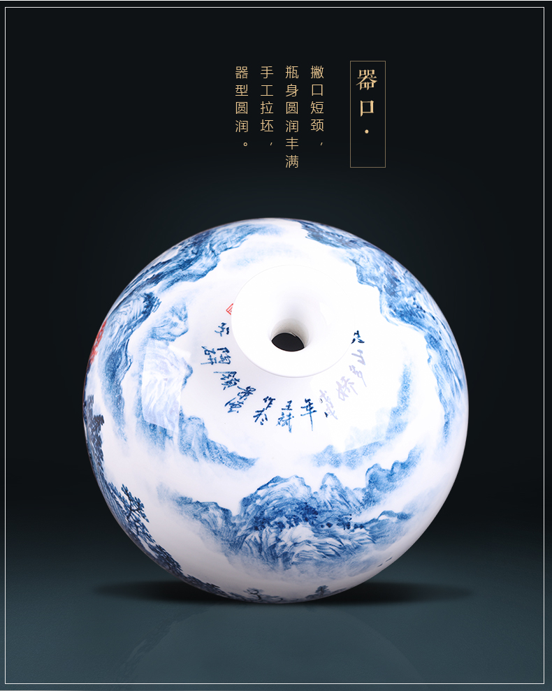 The Master of jingdezhen ceramics hand - made scenery large vases, flower arrangement of the sitting room porch decoration of the new Chinese style furnishing articles