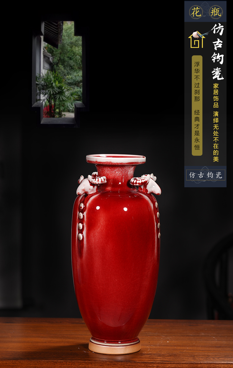 Ding jun porcelain antique vase ice to crack the jingdezhen ceramics three Yang kaitai, home decorations arts and crafts