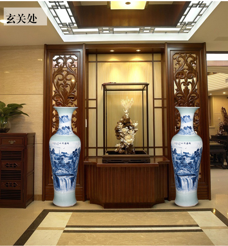 Jingdezhen ceramics hand - made scenery of large vases, Chinese style living room TV ark, porch decorate household furnishing articles