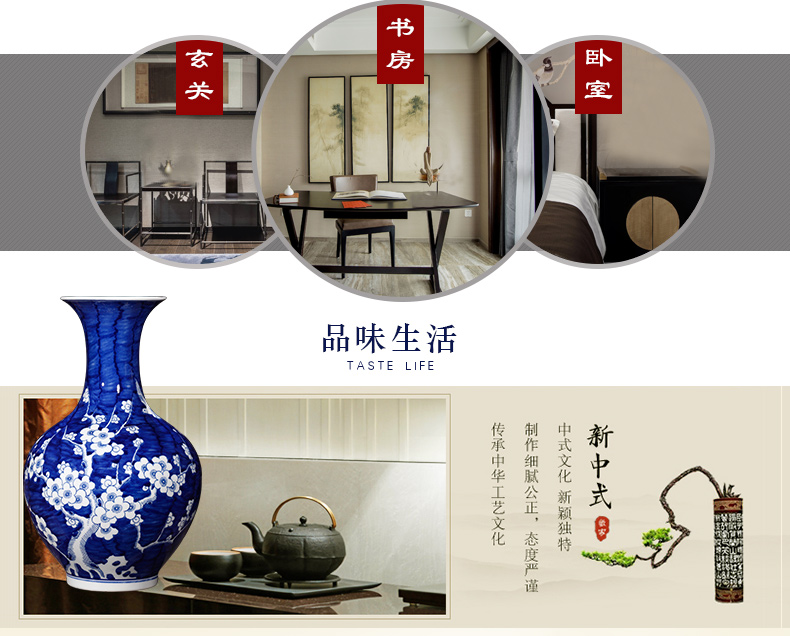 Jingdezhen ceramics by hand antique blue and white porcelain vases, flower arranging new Chinese style living room home furnishing articles