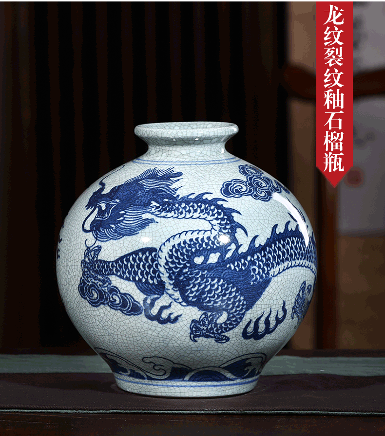 Jingdezhen ceramics archaize crack vases, flower arranging furnishing articles home decoration decoration of Chinese style restoring ancient ways is the living room