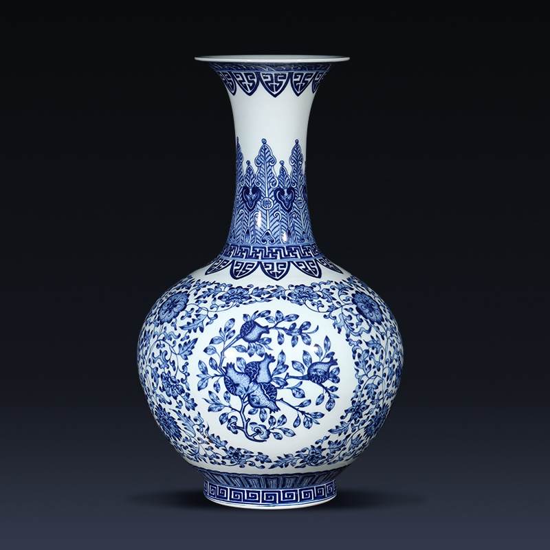 Jingdezhen ceramics imitation qianlong antique Chinese blue and white porcelain vase flower arrangement sitting room porch decoration furnishing articles
