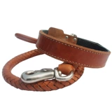 Бесплатная доставка апельсиновая кожаная тяга питомца Большая и средняя для собачья воротник