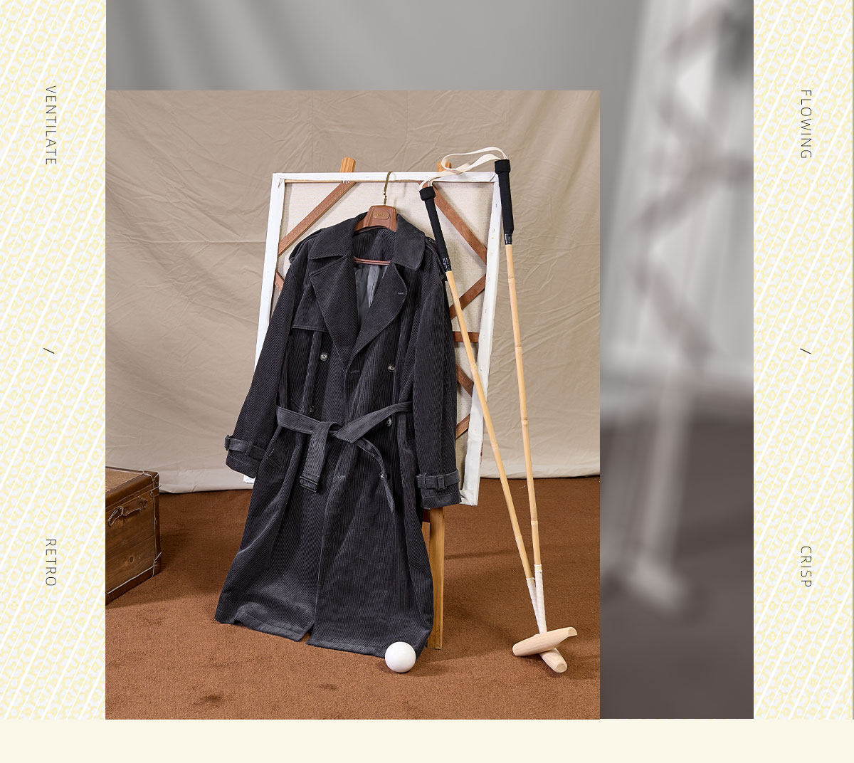 CULTUM Mid-Length Double-Breasted Trench Coat