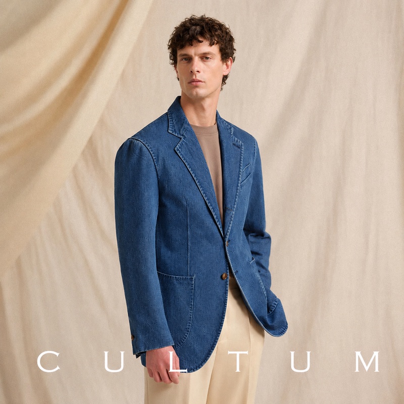 【Unstructured, Washable】Cultum 100% Cotton Italian Denim Blazer Men's Casual Retro Suit