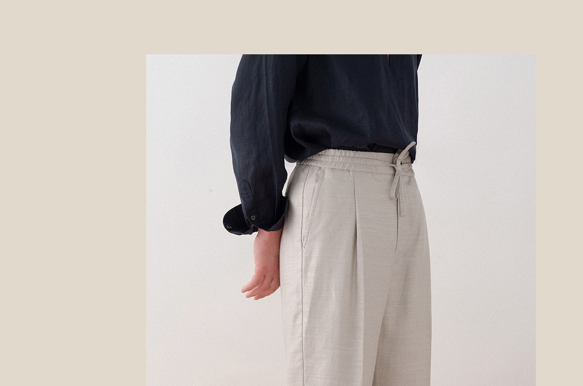 Ленивое расслабление воздухопроницаемый лен натуральный шелк Cultum Minimalist Old Qianfeng драпировка шнурок брюки мужской 