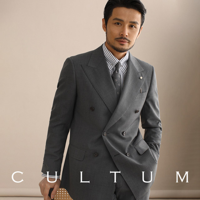 CULTUM 100-count worsted wool business no-iron suit men's suit double-breasted lapel collar suit formal