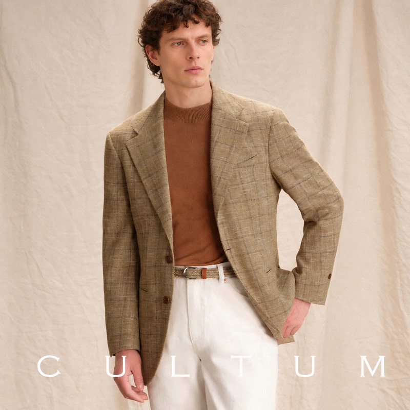 【Vintage Lattice Pattern, Comfortable and Breathable】Cultum Italian-Style Spring and Summer Casual Business Suit Jacket for Men