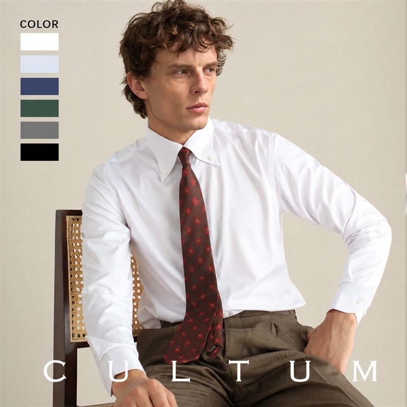 Cultum Italian Retro Large Pointed Collar Button-Down Shirt Men's Long-Sleeved No-Iron Easy-Care Business Casual Shirt
