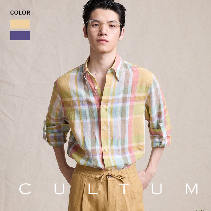 [French Linen Is Naturally Breathable] Cultum Plaid Shirt Men's Button-Down Casual Long-Sleeved Shirt Jacket
