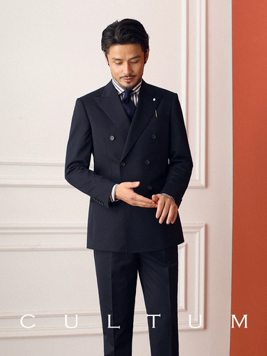 Cultum100 Рафинированная тканая шерсть, не подходящие для мужчин, мужские двойные двойные двойные двойные формат костюма с двойным расщеплением