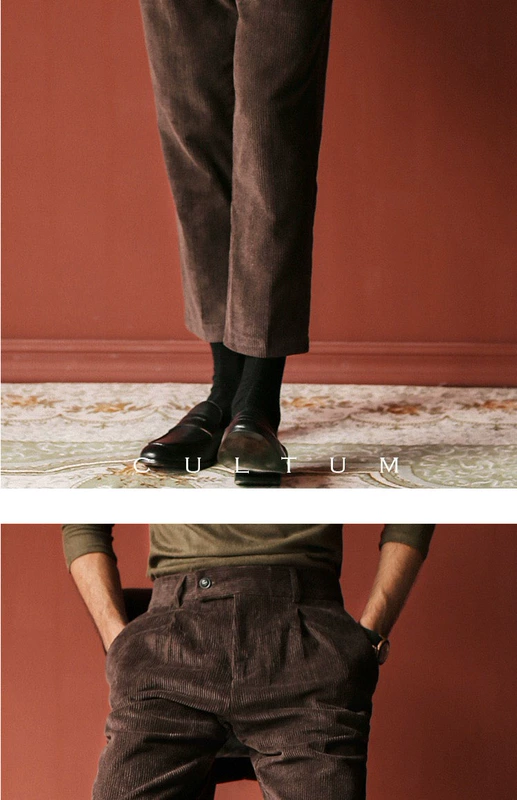 Len đa năng hiện đại retro Anh vải nhung phù hợp với quần nam quý ông cashmere mỏng kinh doanh quần âu đồ vest nam