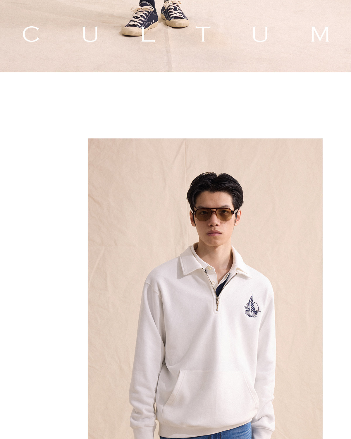 CULTUM Half-Zip Embroidered Loose Sweatshirt