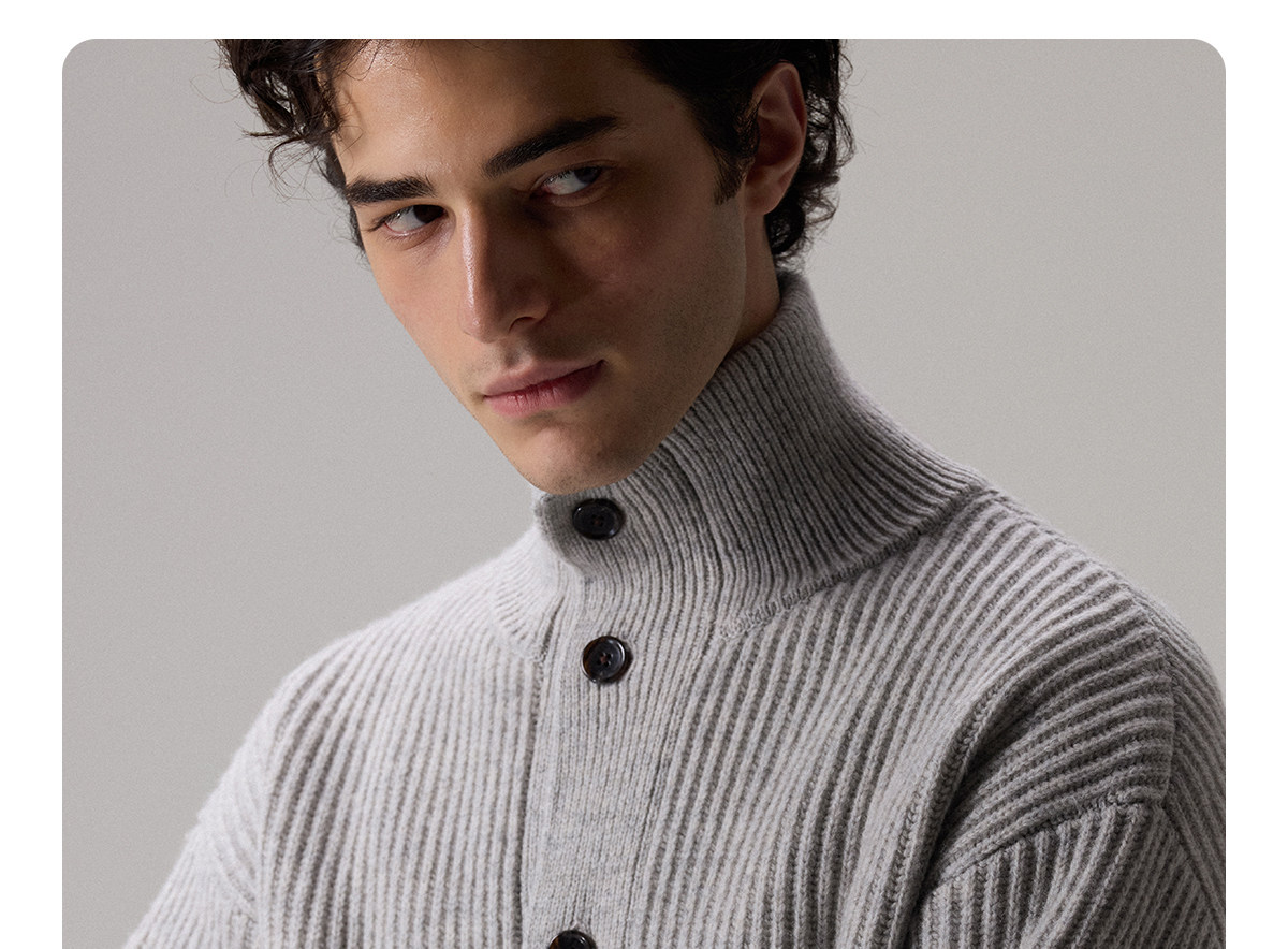 CULTUM Merino Wool Stand Collar Sweater