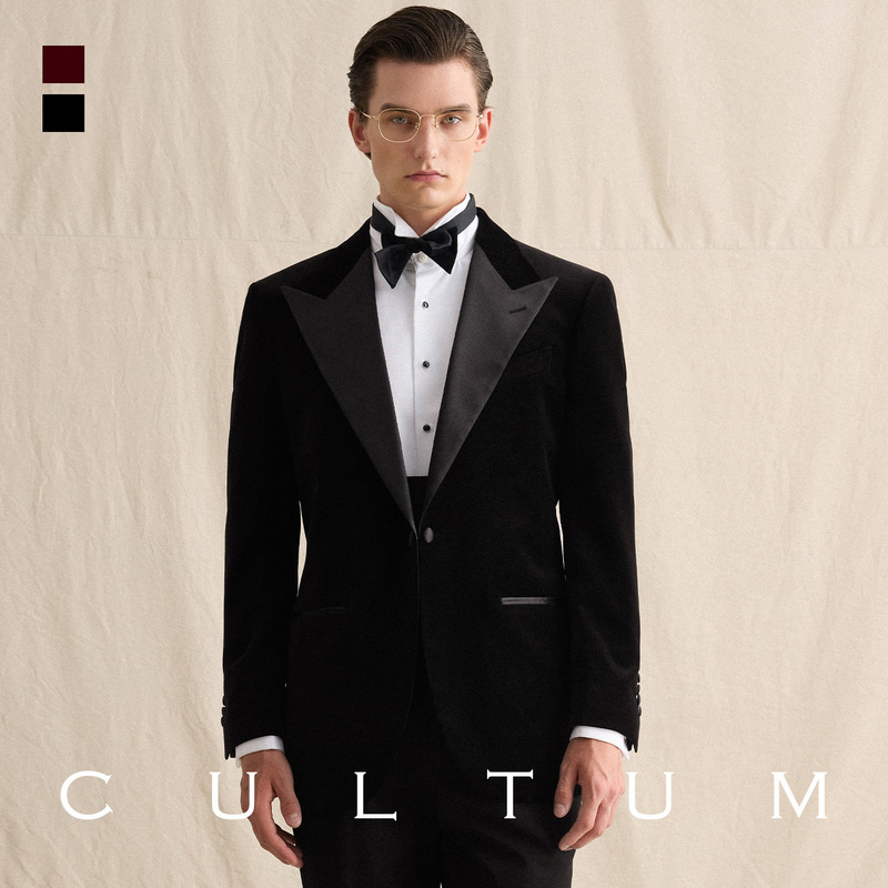 Cultum Satin Notch Lapel Buttoned Black Velvet Tuxedo Wedding Suit Men's Groom Formal Wear Cultum Satin Notch Lapel Buttoned Black Velvet Tuxedo Wedding Suit Men's Groom Formal Wear