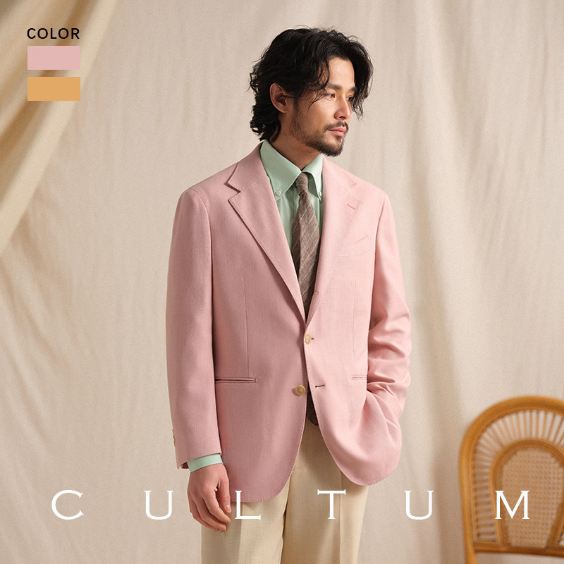 【Linen, No Ironing, Breathable】Cultum Spring and Summer Italian Naples Style Suit Jacket Men's Casual Pink Suit