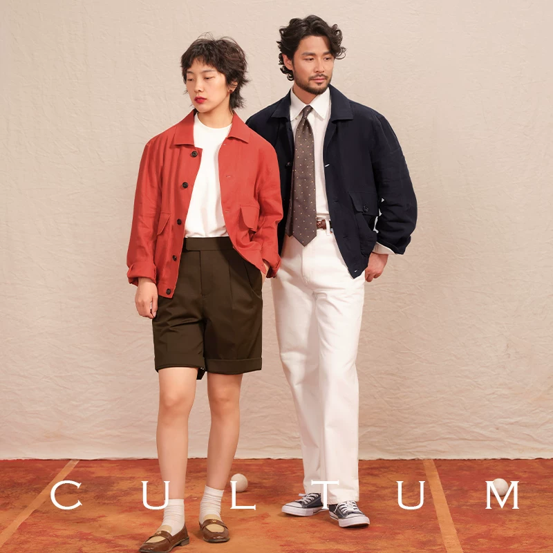[100% French linen] CULTUM открытая картина ретро свободная лацканная бейсболка A2 бомбер куртка для мужчин