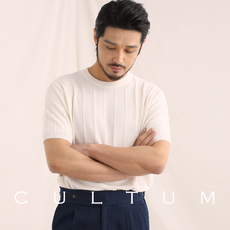 Футболка мужская 【多色可选】cultum 夏季新款针织短袖t恤男修身圆领休闲打底衫潮