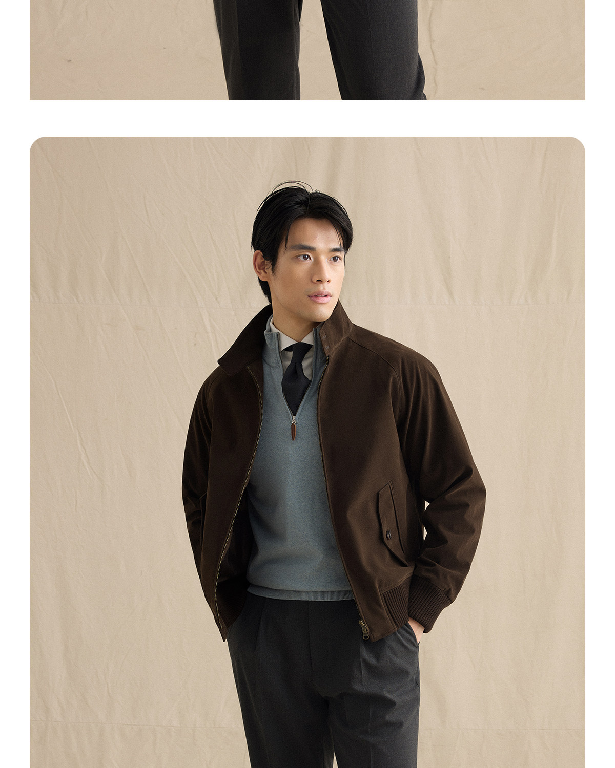 CULTUM Loose Vintage Faux Suede Harrington Jacket