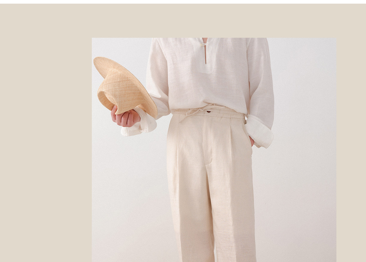 Ленивое расслабление воздухопроницаемый лен натуральный шелк Cultum Minimalist Old Qianfeng драпировка шнурок брюки мужской 