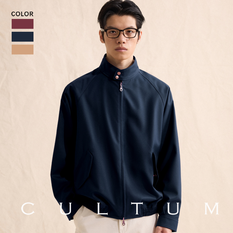 Cultum Fine Wool Tencel Harrington Jacket Men's Casual Retro Preppy Style Harrington Top Cultum Fine Wool Tencel Harrington Jacket Men's Casual Retro Preppy Style Harrington Top