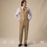 [100% французский лен] CULTUM открытый рисунок весна-лето 1930-х годов универсальный костюм-жилет мужской деловой повседневный