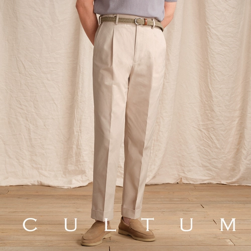 CULTUM Складывание рот брюки легко позаботиться о горячем хлопке, ни брюки с высокой талией.