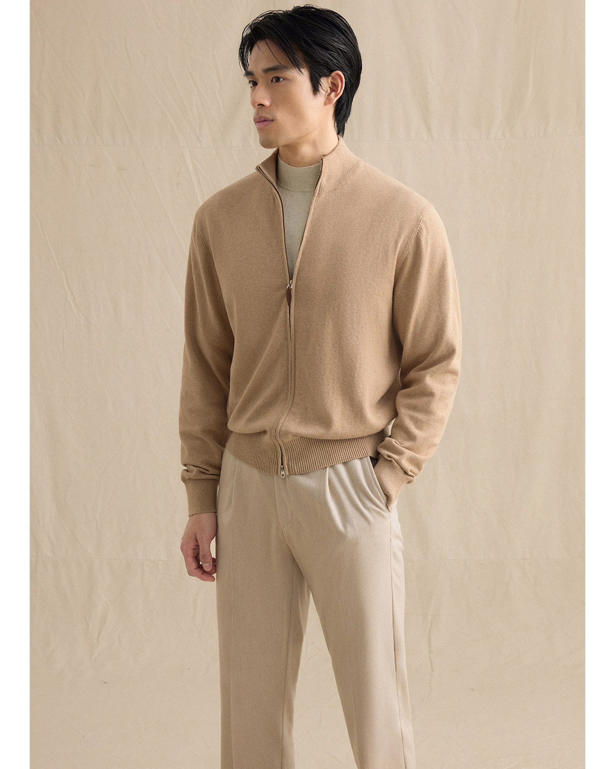 CULTUM Cotton-Cashmere Double-Zip Knit Cardigan