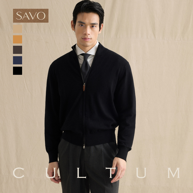 【Savo Fine Cashmere】Cultum Autumn and Winter Knitted Cardigan Double Zipper Warm Sweater Men's Jacket 【Savo Fine Cashmere】Cultum Autumn and Winter Knitted Cardigan Double Zipper Warm Sweater Men's Jacket