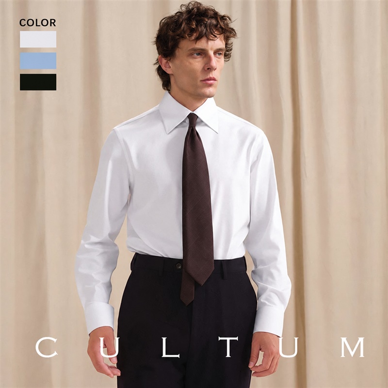 [Soft, Skin-Friendly, Anti-Wrinkle Fabric] Cultum Standard Collar White Shirt Men's Long-Sleeved Business Suit Work Shirt