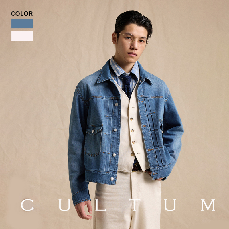 【100% Cotton】Cultum Washed Denim Ivy Denim Dock Worker Jacket Spring and Autumn Short Style 【100% Cotton】Cultum Washed Denim Ivy Denim Dock Worker Jacket Spring and Autumn Short Style