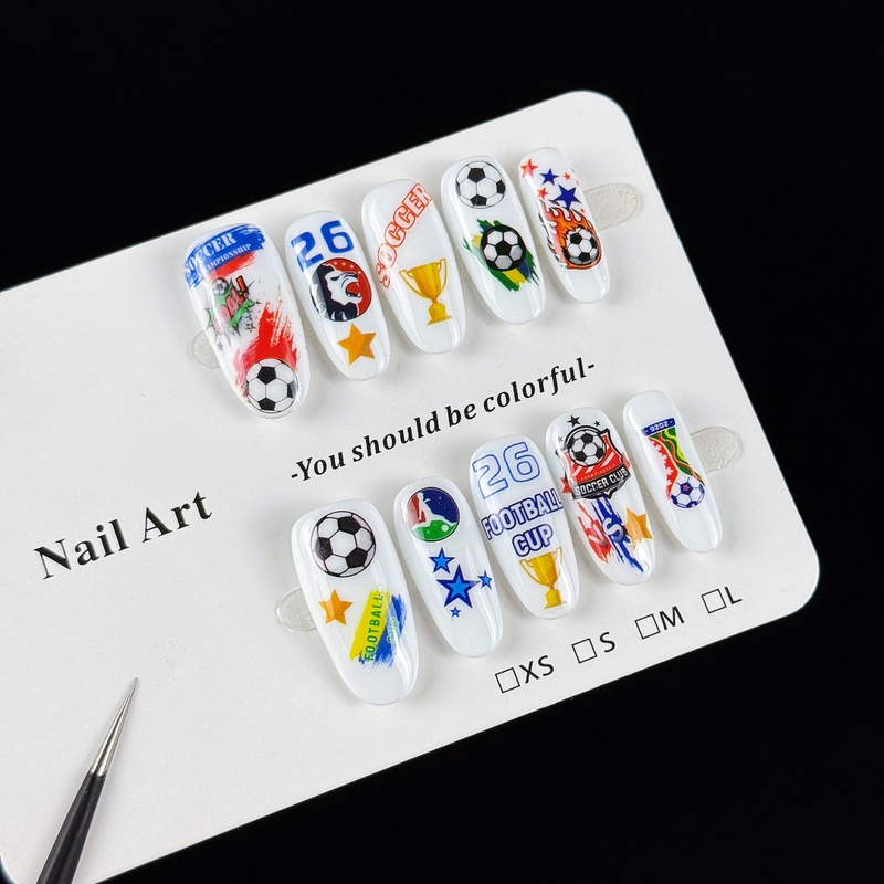 Purely Handmade 2026 World Cup Limited Edition Wearable Nails, Colorful Cartoon Niche Personality DIY Detachable Fake Nails Purely Handmade 2026 World Cup Limited Edition Wearable Nails, Colorful Cartoon Niche Personality DIY Detachable Fake Nails