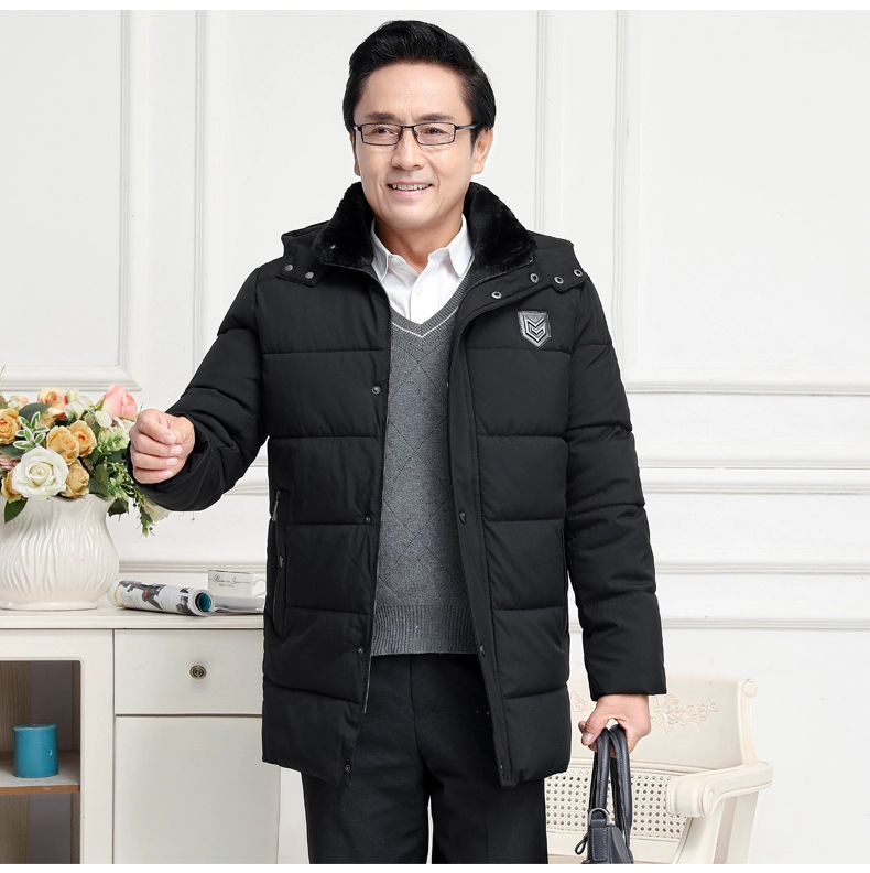 trang phục Áo khoác nam đệm bông dày dặn cho người trung niên và người già cộng với nhung dày dặn mùa thu đông Áo khoác đệm bông ấm áp trung niên cho bố Áo khoác mùa đông áo khoác mùa đông