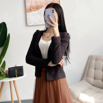 Special Transition season very much needed Korean spring insert gold thread small bubble sleeves soft inner lining knit cardio-hoodie woman small jacket