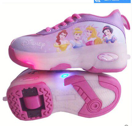 2018 New Flash Light Automatic Storm Shoeshoe Invisible Button Adult Children Fall Wheel Slide Shoes Cartoon strap