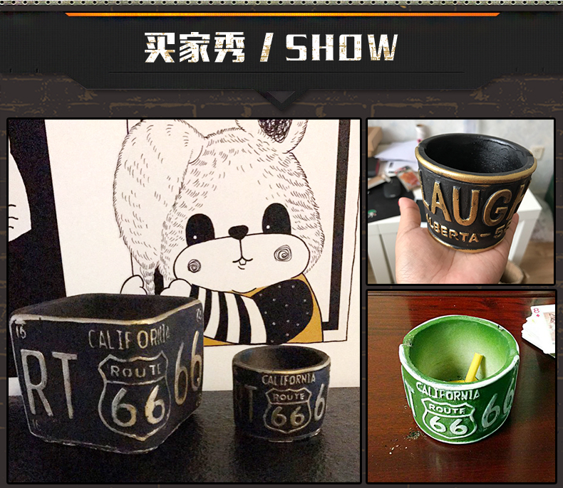 Mỹ retro men xi măng gạt tàn cafe quán cà phê phòng khách bàn cà phê châu Âu trang trí sáng tạo trang trí phụ kiện trang trí kệ tivi