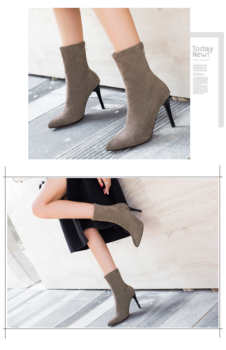 Giày cao gót cao đến mắt cá chân nữ stiletto 2018 mùa xuân và mùa thu mới phiên bản Hàn Quốc của giày da mỏng Martin giày mũi nhọn Giày nữ mùa đông giày boot nữ cổ cao Hàn Quốc