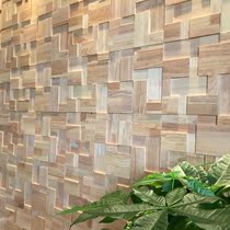 Solid wood background wall log mosaic TV background wall living room TV background wall decoration cafe wooden wall