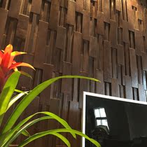 Solid wood mosaic TV background wall black walnut log background wall Living Room restaurant hotel boat wood mosaic