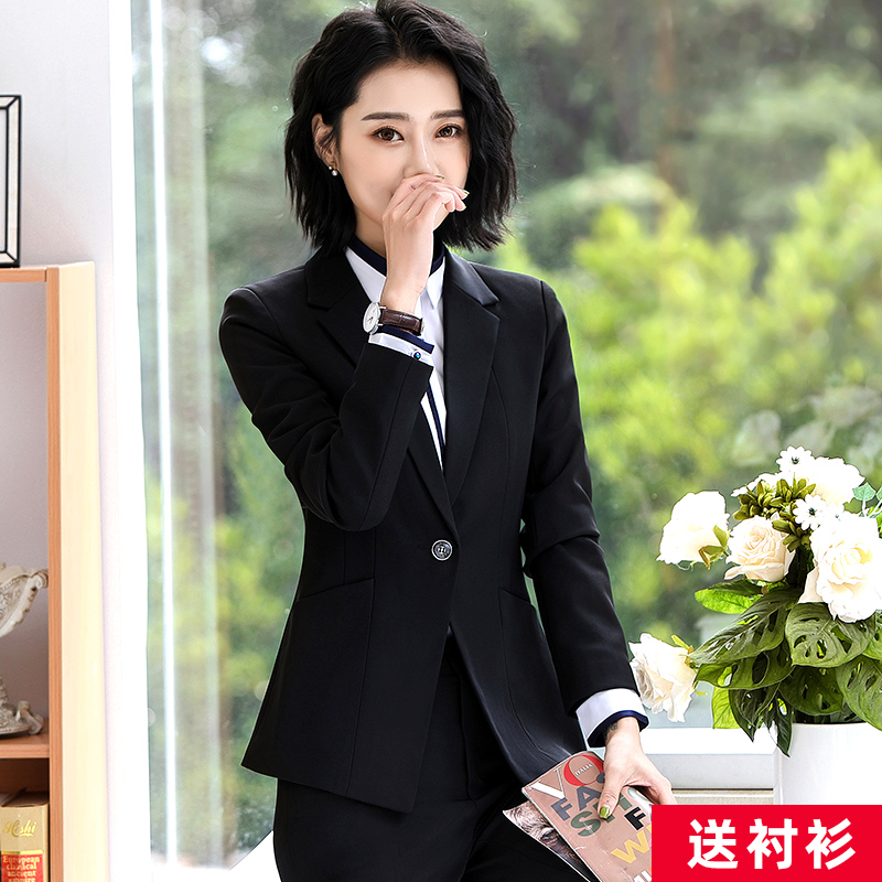 Black Suit Jacket Woman Positive Dress Suit 2021 New Exploits Professional Temperament Work Short Little Western Suit Blouse