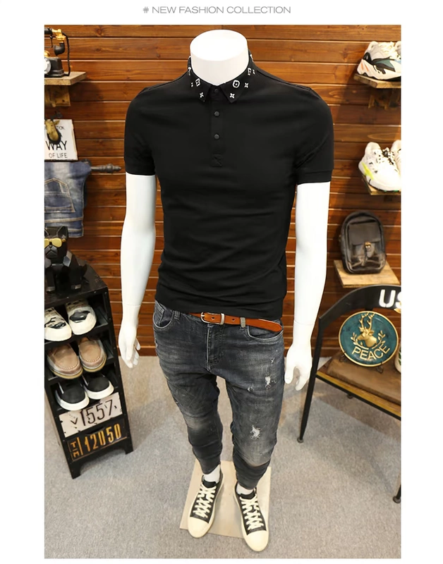 Xu hướng hè nam áo sơ mi POLO Hàn Quốc Slim 2019 mới ve áo nam ngắn tay áo thun nam đẹp trai nửa tay - Polo áo polo dài tay